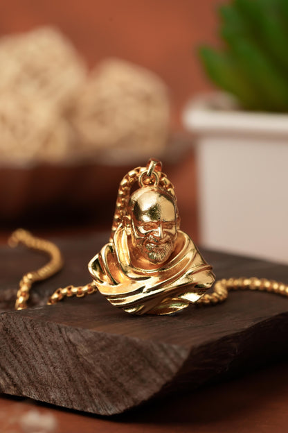 Divine Sterling Gold Plated Neem Karoli Baba Pendant – Carry Your Guru’s Blessings Always