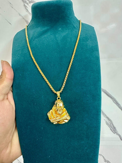 Divine Sterling Gold Plated Neem Karoli Baba Pendant – Carry Your Guru’s Blessings Always