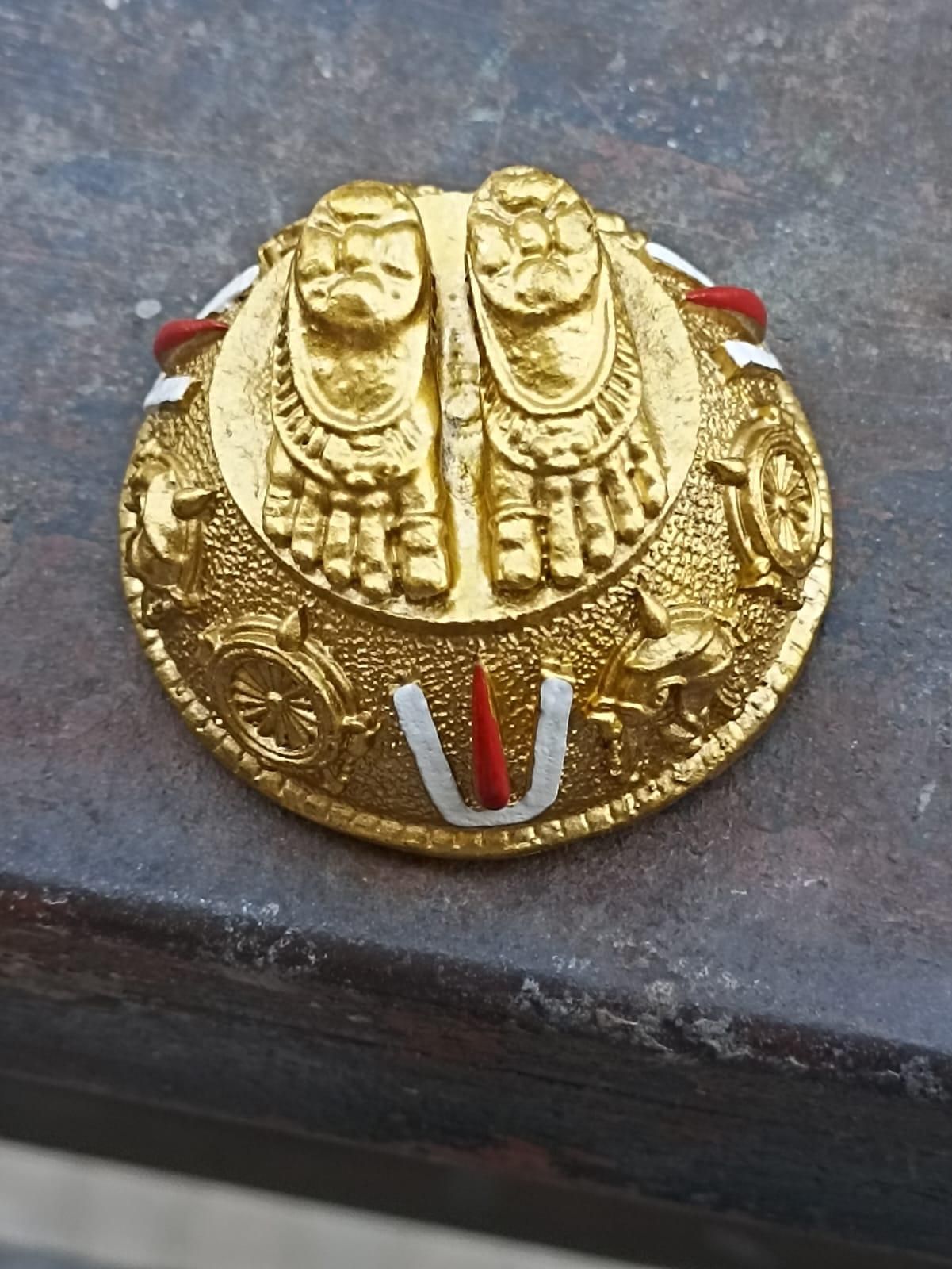 Antique Gold Plated Balaji Padukas – Divine Tirupati Blessings for Home