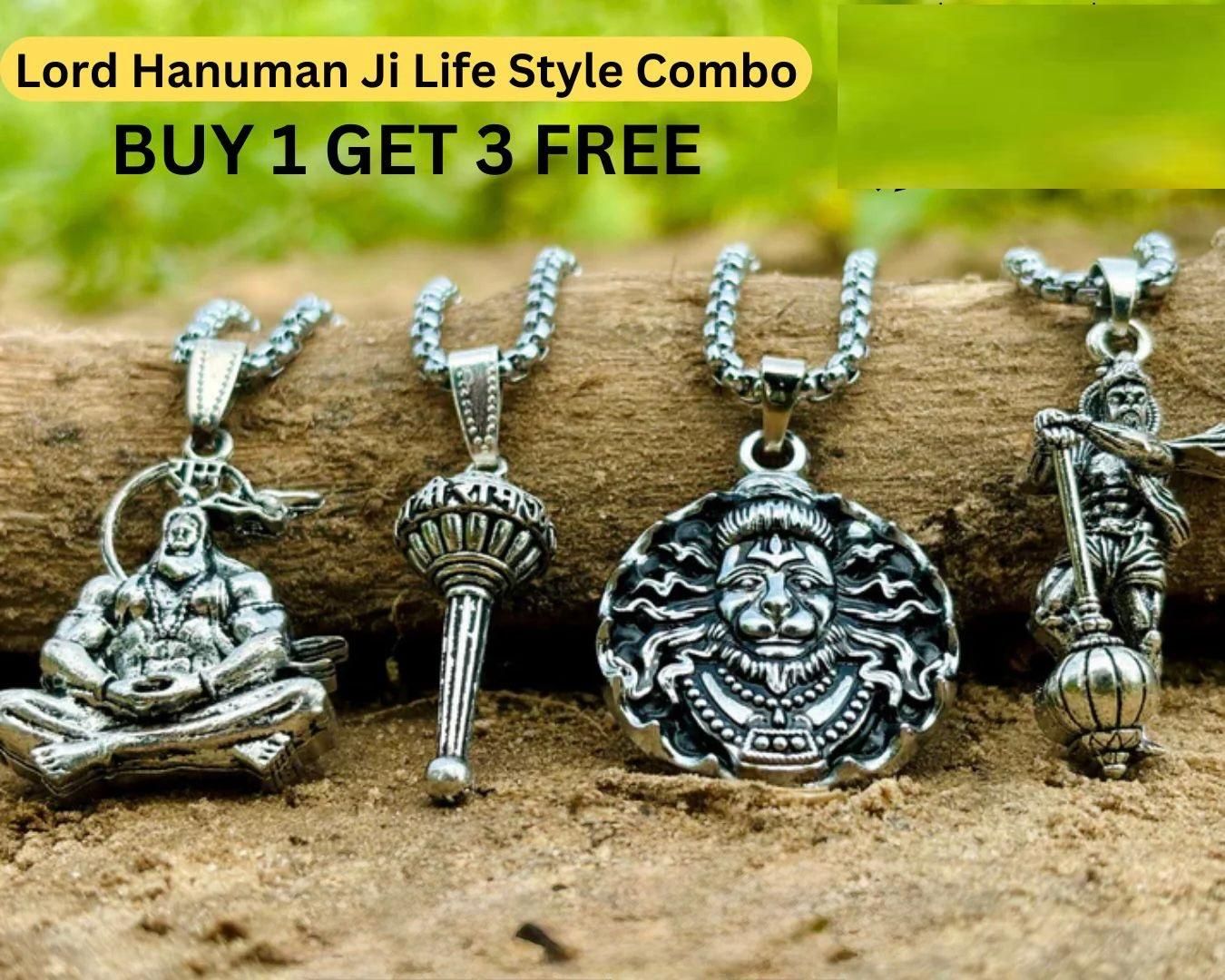 Blessed Hanuman Pendant & Chain - Pack of 4 for Family Protection