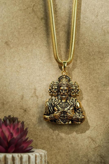 Panchmukhi Hanuman Pendant – 5-Face Protection (Gold Chain)
