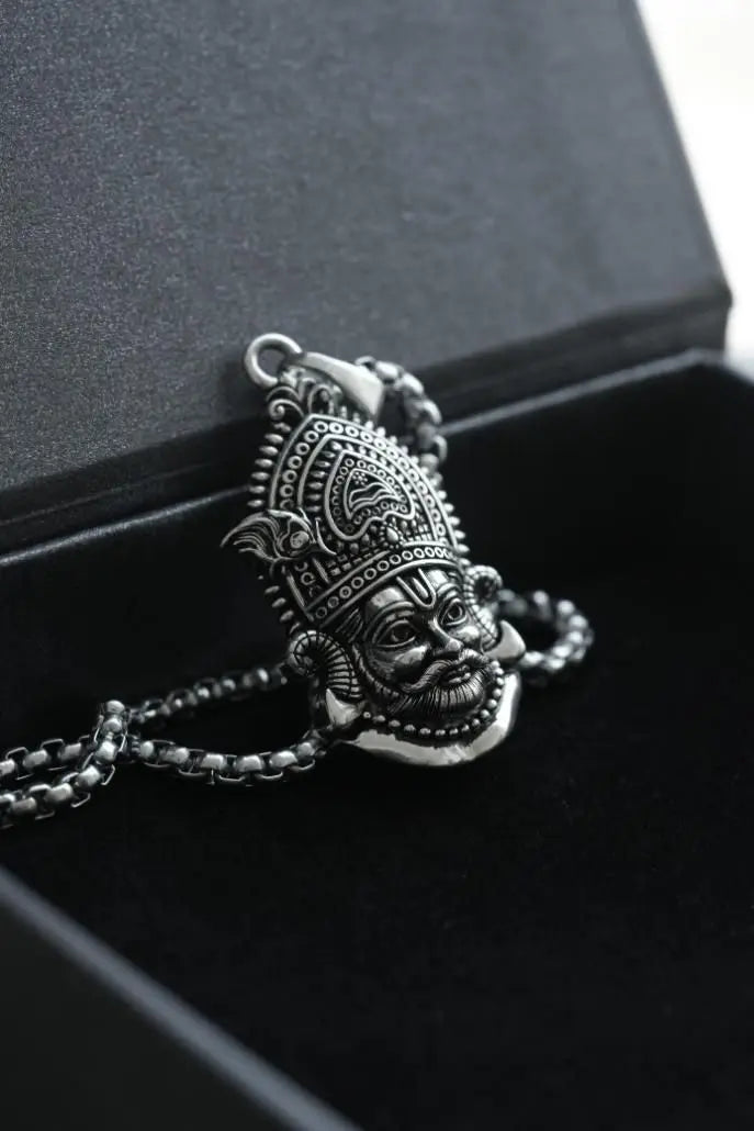 Khatu Shyam Maharaj Pendant with Chain - Divine Stainless Steel Jewellery for Men (200 gm) | Temple-Blessed | Free Shipping