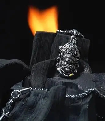 Khatu Shyam Maharaj Pendant with Chain - Divine Stainless Steel Jewellery for Men (200 gm) | Temple-Blessed | Free Shipping