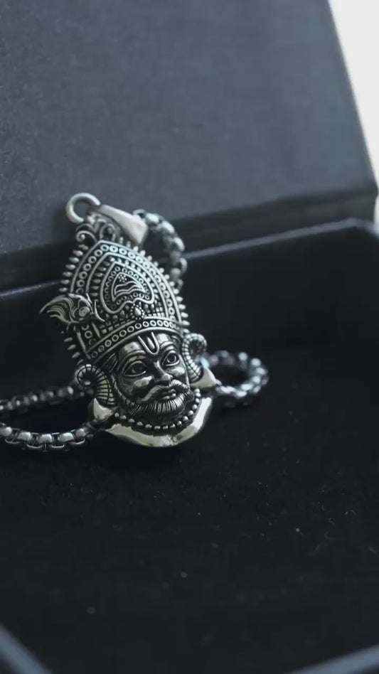 Khatu Shyam Maharaj Pendant with Chain - Divine Stainless Steel Jewellery for Men (200 gm) | Temple-Blessed | Free Shipping